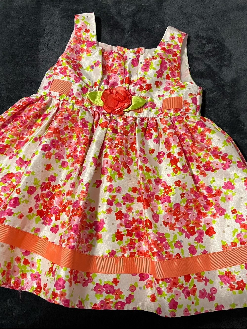 Youngland Baby Pink and Coral Floral Sleeveless Dress